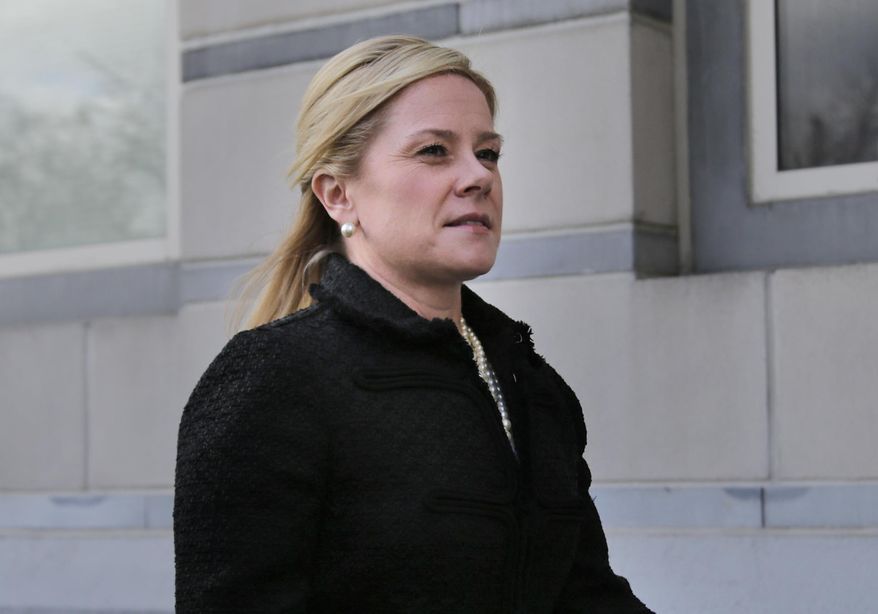 Bridget Kelly arrives for sentencing at federal court in Newark, N.J., Wednesday, March 29, 2017. Kelly and Bill Baroni, former aides to New Jersey Gov. Chris Christie, are scheduled to be sentenced Wednesday for their roles in the 2013 George Washington Bridge lane-closing scandal. (AP Photo/Seth Wenig)