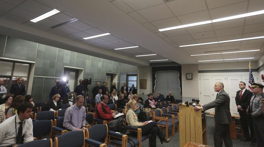 Marty Pane, U.S. Marshal for the Middle District of Pennsylvania holds a press conference about the disappearance of federal judge Edwin Kosik, 91, in the William J. Nealon Federal Building and U.S. Courthouse in Scranton, Pa., on Thursday, March 30, 2017. ( Jake Danna Stevens / The Times-Tribune, via AP)