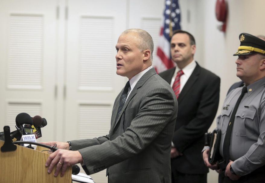 Marty Pane, U.S. Marshal for the Middle District of Pennsylvania holds a press conference about the disappearance of federal judge Edwin Kosik, 91, in the William J. Nealon Federal Building and U.S. Courthouse in Scranton, Pa., on Thursday, March 30, 2017. ( Jake Danna Stevens / The Times-Tribune, via AP)