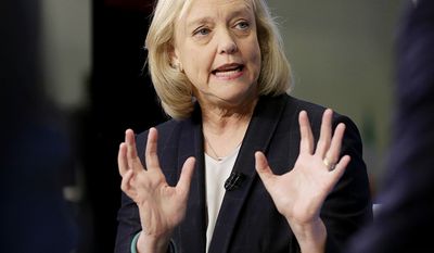 Meg Whitman, 61, President and Chief Executive Officer of Hewlett Packard Enterprise, as well as the Chairwoman of HP Inc. Whitman served as an executive in The Walt Disney Company, where she was Vice President of Strategic Planning throughout the 1980s. In the 1990s, Whitman served as an executive for DreamWorks, Procter &amp; Gamble, and Hasbro. Whitman served as President and Chief Executive Officer of eBay, from 1998 to 2008. During Whitman&#x27;s 10 years with the company, she oversaw its expansion from 30 employees and $4 million in annual revenue, to more than 15,000 employees and $8 billion in annual revenue. In 2014, Whitman was named 20th in Forbes List of the 100 Most Powerful Women in the World. (AP Photo)