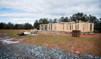 ADVANCE FOR MONDAY, APRIL 3, 2017 - This Tuesday, March 14, 2017 photo, shows one of seven homes being built at LIFEhouse Church that will house foster families in Easley, S.C. (Lauren Petracca /The Greenville News via AP)