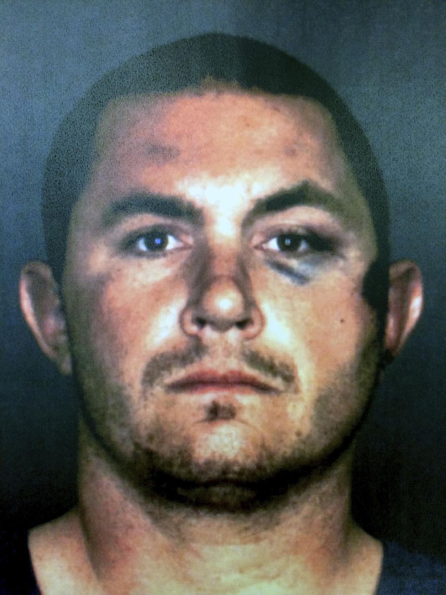 FILE - This undated file booking photo provided by the San Bernardino County Sheriff's Office shows Francis Pusok of Apple Valley, Calif. A former Southern California sheriff’s deputy was convicted Thursday, March 30, 2017, in the televised beating of Pusok, who had tried to flee from deputies and escape on horseback. Ex-San Bernardino County sheriff’s deputy Charles Foster was found guilty of one felony count of assault by a public officer under the color of authority. Two other deputies, Nicholas Downey and Michael Phelps, were also charged but a jury deadlocked on charges against them and a judge has scheduled a retrial.(San Bernardino County Sheriff's Office via AP, File)