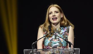 Actress Jessica Chastain accepts the Female Star of the Year Award at the Big Screen Achievement Awards on the final night of CinemaCon 2017 at Caesars Palace on Thursday, March 30, 2017, in Las Vegas. (Photo by Chris Pizzello/Invision/AP)