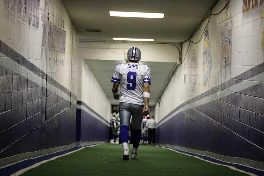 FILE - In this Dec. 20, 2008, file photo, Dallas Cowboys quarterback Tony Romo walks down the tunnel to the playing field at Texas Stadium before an NFL football game, in Irving, Texas. A person with knowledge of the decision says Romo is retiring rather than trying to chase a Super Bowl with another team after losing his starting job with the Cowboys. The all-time passing leader for the storied franchise is headed to the broadcast booth after considering those offers. The person spoke to The Associated Press on condition of anonymity Tuesday, April 4, 2017, because Romo&#39;s decision hasn&#39;t been announced.  (AP Photo/File)