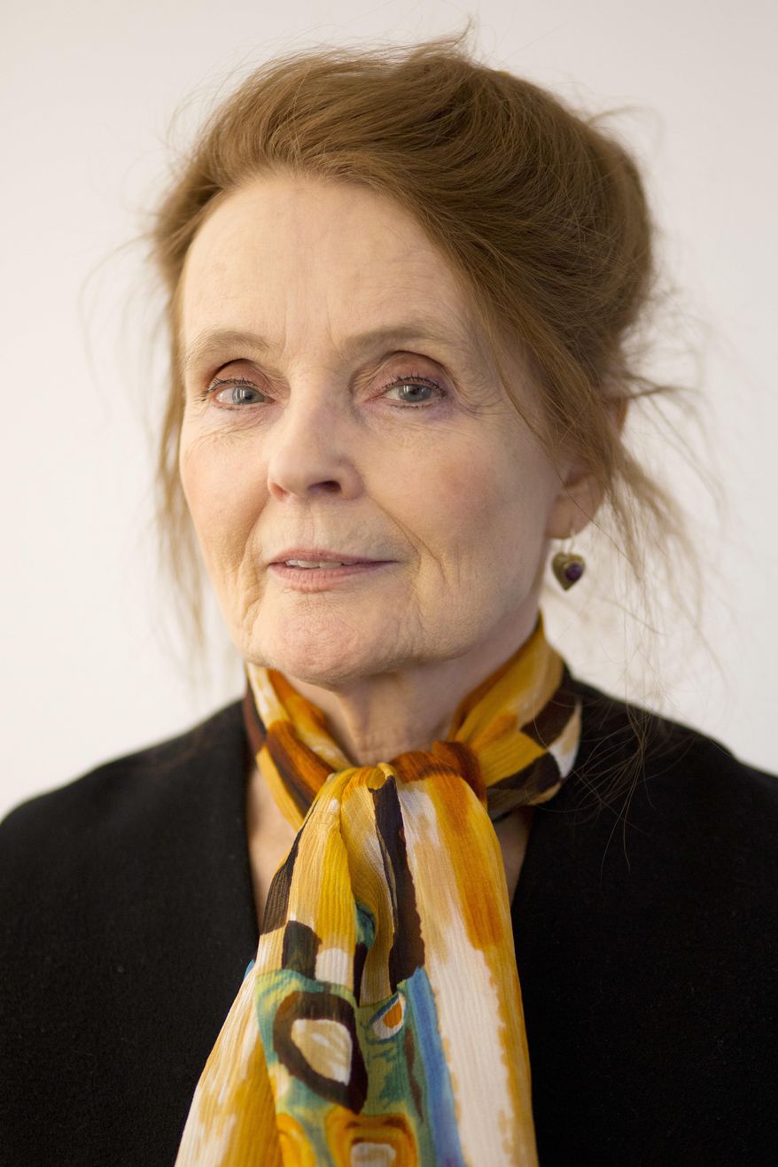 In this March 9, 2017, photo, actress and playwright Katharine Houghton, who starred in the 1967 film "Guess Who's Coming to Dinner" with Sidney Poitier, poses for photographs in New York. The film, which earned 10 Oscar nominations (winning two) and landed among the 100 greatest movies by the American Film Institute, is celebrating its 50th anniversary. (AP Photo/Mark Lennihan)