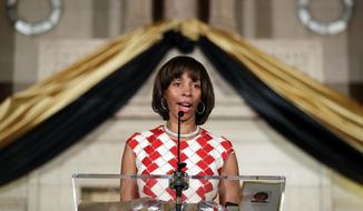 In this Tuesday, Dec. 6, 2016, file photo, Baltimore Mayor Catherine Pugh delivers an address during her inauguration ceremony inside the War Memorial Building in Baltimore. (AP Photo/Patrick Semansky, File) **FILE**