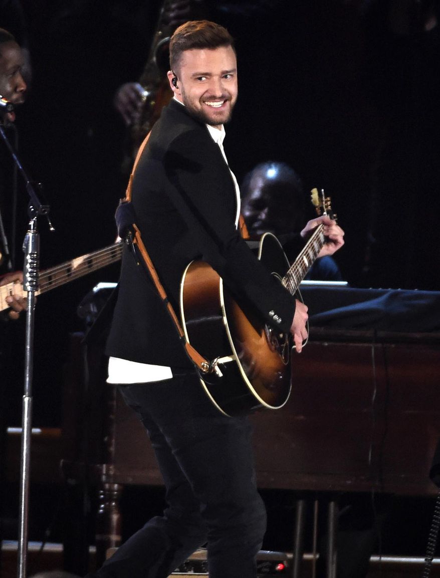 FILE - In this Nov. 4, 2015, file photo, Justin Timberlake performs at the 49th annual CMA Awards in Nashville, Tenn. Timberlake will headline the next Pilgrimage Music & Cultural Festival on Sept. 23 and Sept. 24. (Photo by Chris Pizzello/Invision/AP, File)