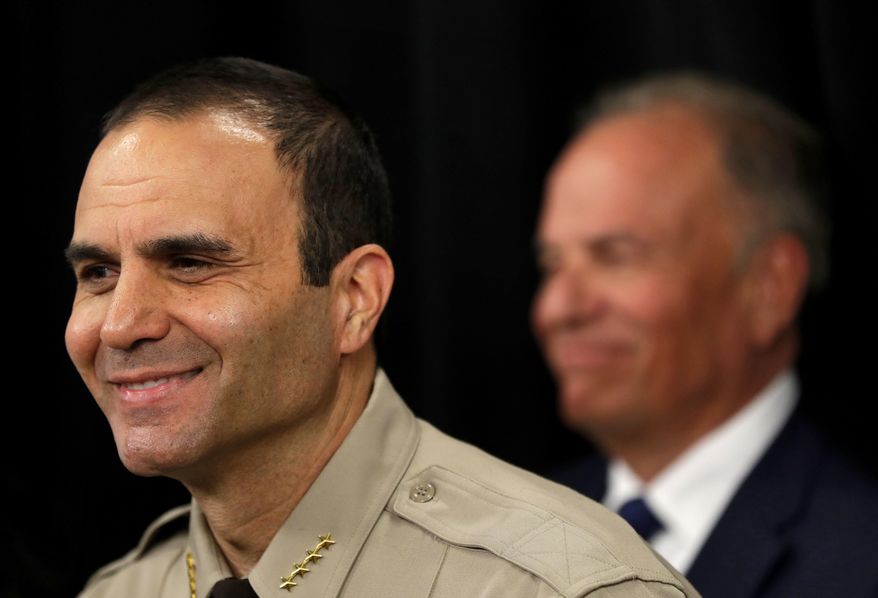 Maricopa County Sheriff Paul Penzone speaks at a news conference Tuesday, April 4, 2017, in Phoenix. Penzone announced Tuesday that he's shutting down a complex of jail tents that helped make his predecessor, Joe Arpaio, a national law enforcement figure. Closing Tent City complex would undo a critical piece of Arpaio's six-term political legacy. (AP Photo/Matt York)