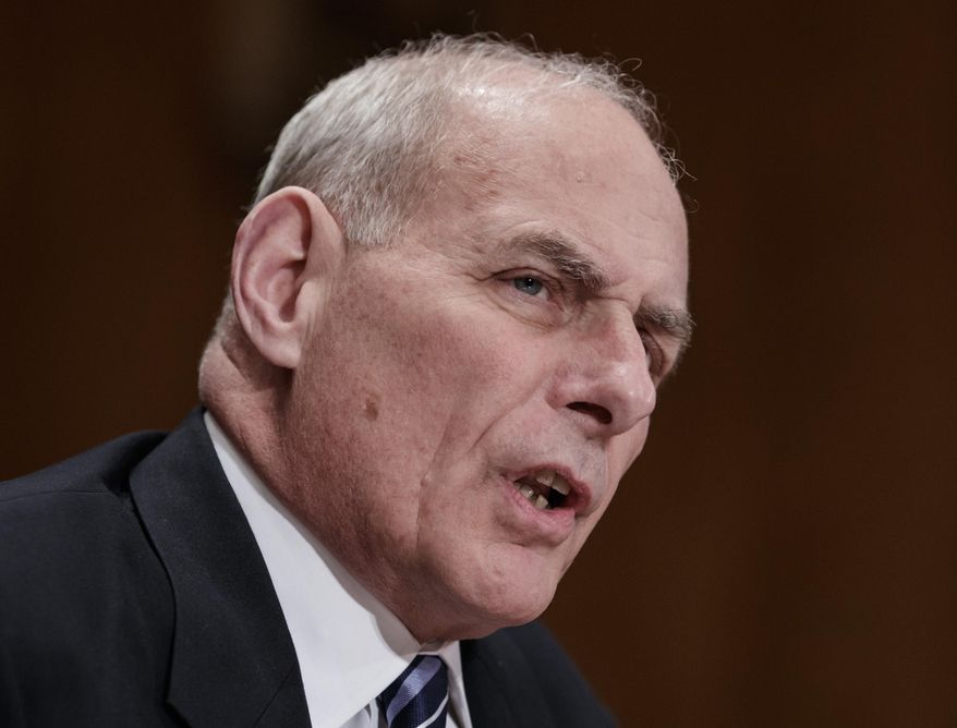Homeland Security Secretary John Kelly testifies before the Senate Homeland Security and Governmental Affairs Committee on Capitol Hill in Washington, Wednesday, April 5, 2017. Kelly says parents and children caught crossing the Mexican border illegally won't be separated unless the situation at the time requires it. (AP Photo/J. Scott Applewhite)