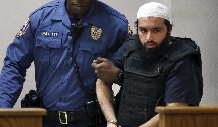 FILE - In this Dec. 20, 2016, file photo, Ahmad Khan Rahimi, the man accused of setting off bombs in New Jersey and New York in September, injuring more than 30 people, is led into court in Elizabeth, N.J. Rahimi has asked a judge to move his trial to Vermont. Lawyers for Afghanistan-born U.S. citizen Rahimi said in papers filed late Wednesday, April 5, 2017, that he would get a fairer trial in Burlington, Vt. (AP Photo/Mel Evans, File)