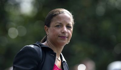 In this July 7, 2016 file photo, National Security Adviser Susan Rice walks on the South Lawn of the White House in Washington, to board Marine One with then President Barack Obama. Rice is in the center of a political storm, drawn in by new revelations about her handling of intelligence reports in the waning days of the Obama administration. According to a U.S. official, President Donald Trump’s national security aides discovered after the inauguration that Rice had asked for the identities of Trump associates who were referenced in intelligence reports. (AP Photo/Carolyn Kaster, File)
