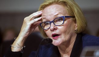 In this Feb. 2, 2016, file photo Sen. Claire McCaskill, D-Mo., speaks on Capitol Hill in Washington. (AP Photo/Cliff Owen, File)