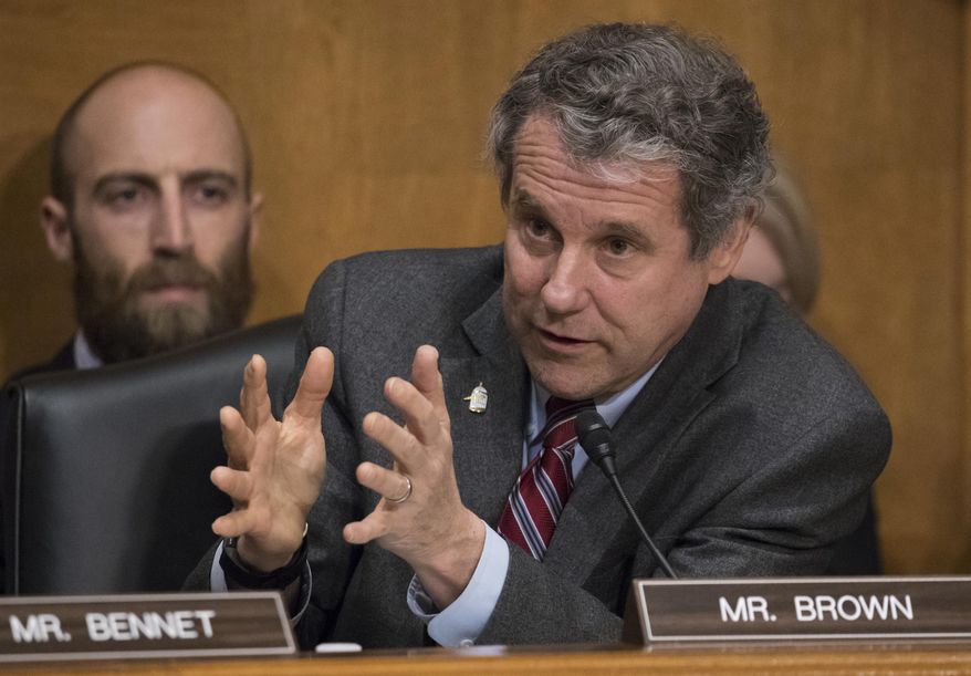 In this Jan. 19, 2017, file photo Sen. Sherrod Brown, D-Ohio, speaks on Capitol Hill in Washington. (AP Photo/J. Scott Applewhite, File)