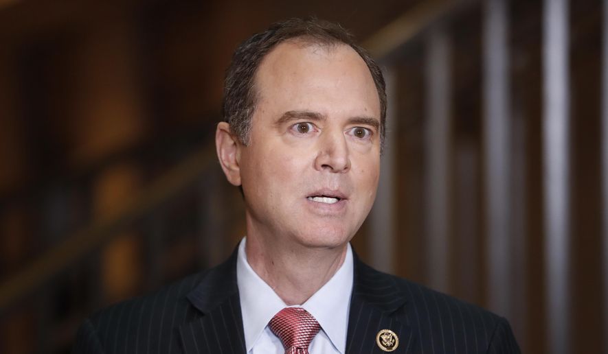The House Intelligence Committee&#x27;s ranking member Rep. Adam Schiff, D-Calif., speaks to reporters on Capitol Hill in Washington, Thursday, April 6, 2017, regarding the announcement that Committee Chairman Rep. Devin Nunes, R-Calif., will temporarily step side from the panel&#x27;s investigation of Russian meddling in the election because of the complaints. (AP Photo/Pablo Martinez Monsivais) ** FILE **