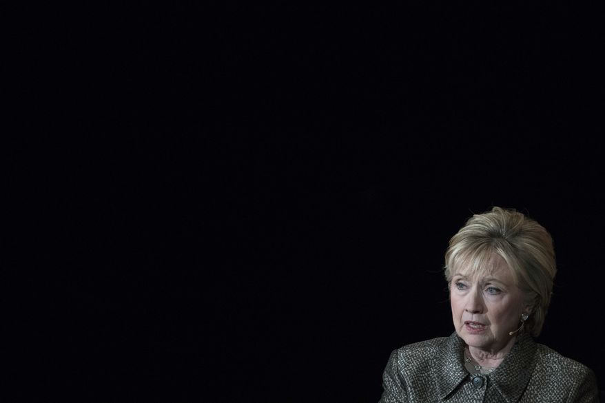 Former Secretary of State Hillary Clinton speaks during the Women in the World Summit at Lincoln Center in New York, Thursday, April 6, 2017. (AP Photo/Mary Altaffer)