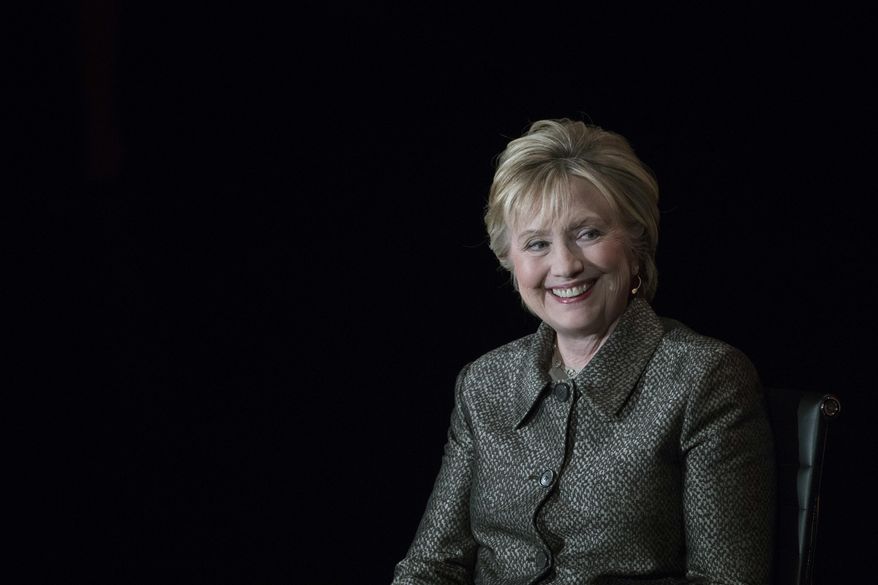 Former Secretary of State Hillary Clinton speaks during the Women in the World Summit at Lincoln Center in New York, Thursday, April 6, 2017. (AP Photo/Mary Altaffer)