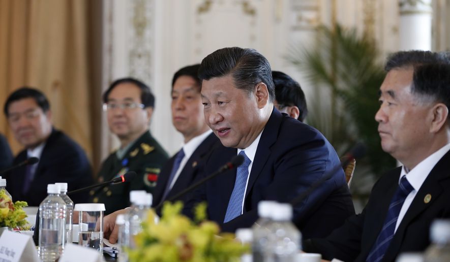 Chinese President Xi Jinping, joined by Chinese Vice Premier Wang Yang, right, speaks during a bilateral meeting with President Donald Trump at Mar-a-Lago, Friday, April 7, 2017, in Palm Beach, Fla. Trump was meeting again with Jinping Friday, with U.S. missile strikes on Syria adding weight to his threat to act unilaterally against the nuclear weapons program of China&#39;s ally, North Korea. (AP Photo/Alex Brandon)