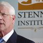 U.S. Sen. Roger Wicker, R-Miss., speaks in support of President Trump&#39;s actions against Syria, Tuesday, April 11, 2017, during an address at a lunch sponsored by the Stennis Institute-Capitol Press Corps, in Jackson, Miss. (AP Photo/Rogelio V. Solis)