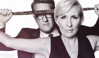 MSNBC&#39;s &quot;Morning Joe&quot; hosts Mika Brzezinski and Joe Scarborough pose for a photo shoot put together by The Hollywood Reporter. (Image: The Hollywood Reporter video screenshot) ** FILE **