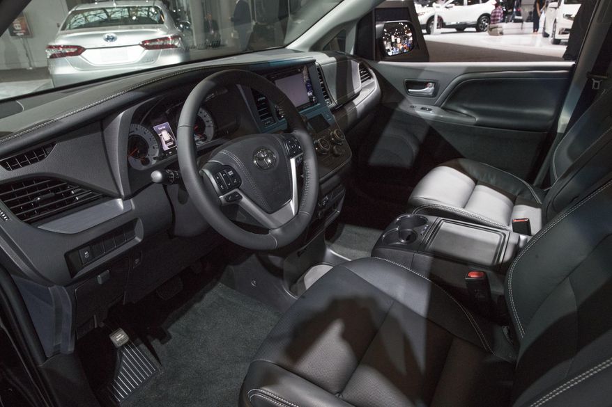 The interior of the 2018 Toyota Sienna is photographed while on display during a media preview at the New York International Auto Show, at the Jacob Javits Center in New York, Wednesday, April 12, 2017. (AP Photo/Mary Altaffer)