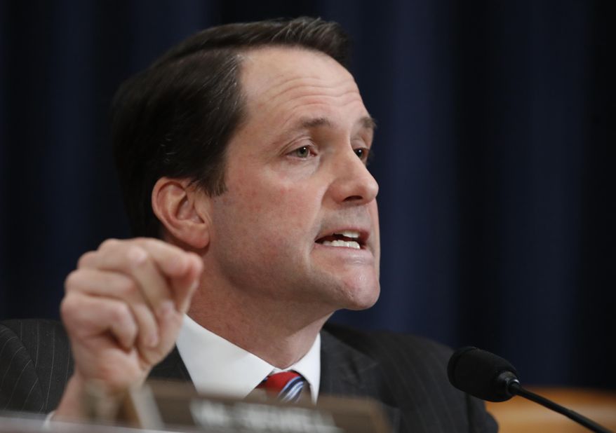 In this March 20, 2017, file photo, House intelligence committee member Rep. Jim Himes, D-Conn., questions then-FBI Director James Comey and National Security Agency Director Michael Rogers on Capitol Hill in Washington, during the committee&#x27;s hearing regarding allegations of Russian interference in the 2016 U.S. presidential election. (AP Photo/Manuel Balce Ceneta) ** FILE **