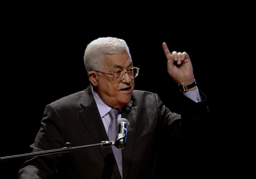 Palestinian President Mahmoud Abbas speaks during a conference in the West Bank City of Bethlehem on Oct. 1, 2016. (Associated Press) **FILE**