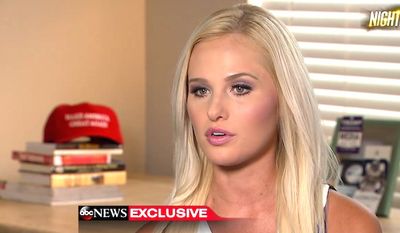 Conservative commentator Tomi Lahren sat down with ABC News&#x27; &quot;Nightline&quot; on April 12, 2017. (&quot;Nightline&quot; screenshot) ** FILE **