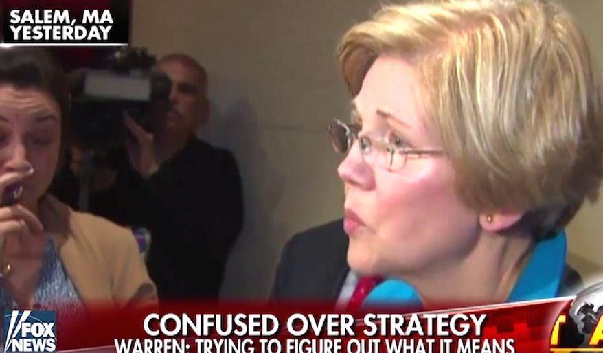 Massachusetts Sen. Elizabeth Warren told reporters on Thursday that President Donald Trump needs to "explain himself" for allowing a strike on tunnels used by the Islamic State group in Afghanistan. The U.S. military dropped its GBU-43/B Massive Ordnance Air Blast (MOAB) on a target in Kabul. (Fox News screenshot)
