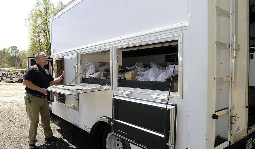 ADVANCE FOR SATURDAY, APRIL 15, 2017 -In this April 5, 2017 photo, David Upshaw, owner of Golf "Cart" Service in Roebuck, S.C. talks about a van his business has that can come to a site to make almost any kind of repair a cart may need. (Alex Hicks Jr./The Spartanburg Herald-Journal via AP)