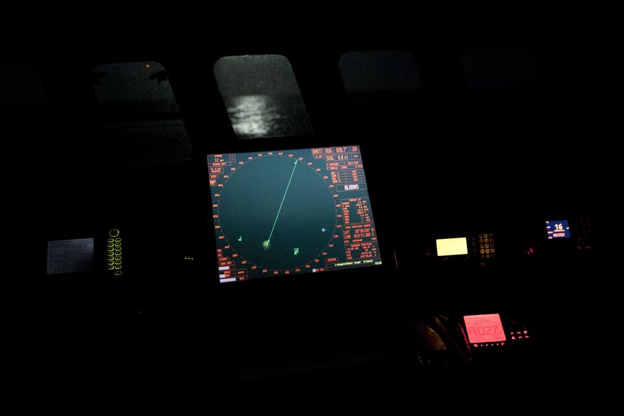 In this April 13, 2017, detail of Golfo Azurro radar system.The 30-year-old Golfo Azurro is now operated by Proactiva Open Arms, a Spanish nonprofit dedicated to rescuing migrants before they are consumed by the unforgiving Mediterranean Sea. (AP Photo/Bernat Armangue)