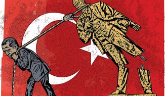 Illustration on Erdogan&#x27;s impact on Turkey by Linas Garsys/The Washington Times