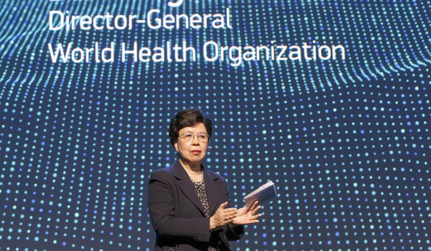 China's Margaret Chan, General Director of the World Health Organization, WHO, makes closing remarks during a panel on Neglected Tropical Diseases for the celebration of the fifth anniversary of the London Declaration on Neglected Tropical Diseases (NTDs), in Geneva, Switzerland, on Tuesday, April 18, 2017. (Salvatore Di Nolfi/Keystone via AP) ** FILE **