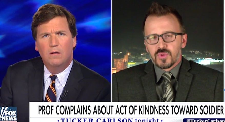Fox News host Tucker Carlson interviews Drexel University professor George Ciccariello on March 30, 2017. (Fox News screenshot)