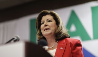 Republican candidate for Georgia&#x27;s 6th Congressional seat Karen Handel speaks at an election night watch party in Roswell, Ga., Tuesday, April 18, 2017. (AP Photo/David Goldman) ** FILE **