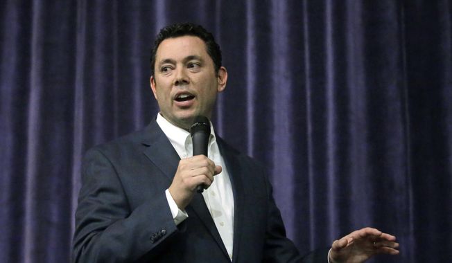 Rep. Jason Chaffetz, R-Utah, speaks during a town hall meeting at Brighton High School in Cottonwood Heights, Utah, in this Feb. 9, 2017, file photo. (AP Photo/Rick Bowmer, File)