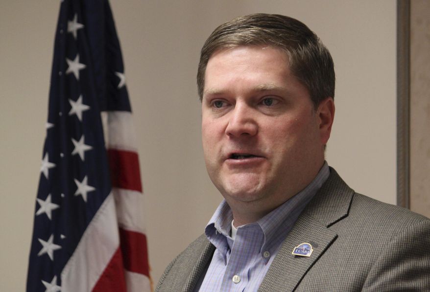 U.S. Veterans Affairs Deputy Secretary Scott Blackburn answers questions during a news conference at the VA medical center in Albuquerque, N.M., on Friday, April 21, 2017. An Army veteran, Blackburn said one of the top priorities for the agency is to curb suicides among military veterans in the U.S. and boost access to mental health care. (AP Photo/Susan Montoya Bryan)