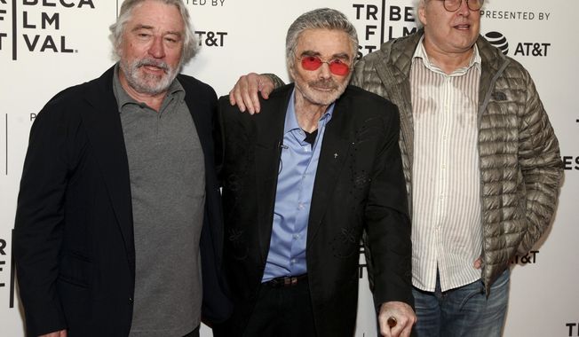 Robert De Niro, from left, Burt Reynolds and Chevy Chase attend the screening of "Dog Years," during the 2017 Tribeca Film Festival, at Cinepolis Chelsea on Saturday, April 22, 2017, in New York. (Photo by Andy Kropa/Invision/AP)