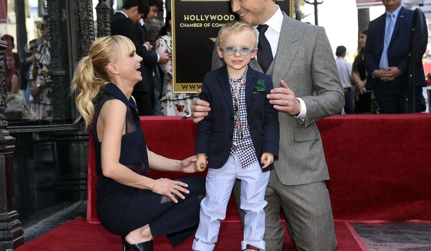Actor Chris Pratt, right, is joined by his wife, actress, Anna Faris and their son Jack during a ceremony to award Pratt a star on the Hollywood Walk of Fame on Friday, April 21, 2017, in Los Angeles. (Photo by Chris Pizzello/Invision/AP)