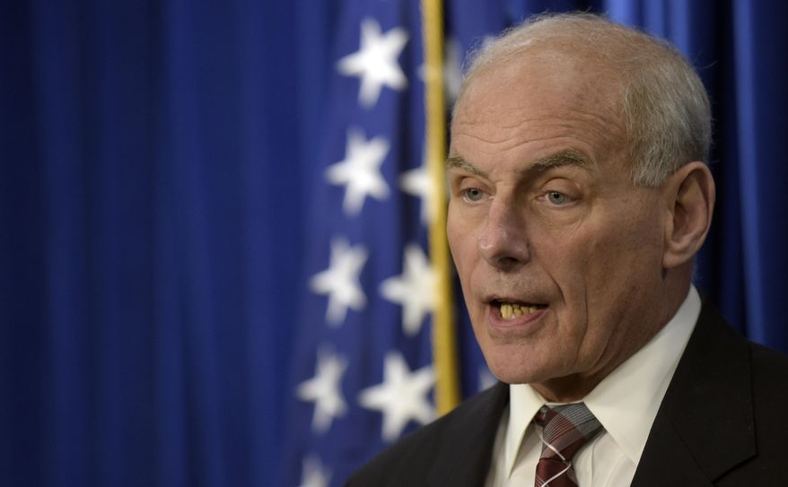 Homeland Security Secretary John Kelly announces the opening of new Victims of Immigration Crime Engagement (VOICE), Wednesday, April 26, 2017, during a news conference at Immigration and Customs Enforcement (ICE) in Washington. (AP Photo/Susan Walsh)