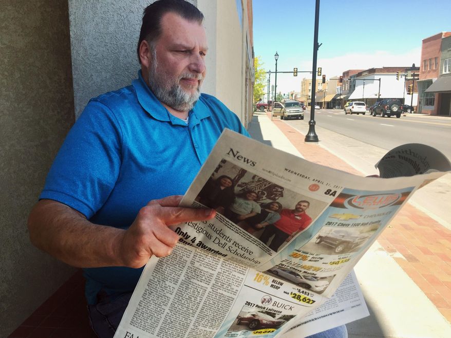 This April 24, 2017 shows Rick Yearick of Liberal, Kan. One hundred days into Donald Trump's presidency, The Associated Press asked people from across the country to write a letter to the president. He wrote: "Keep fighting for a secure America with your travel ban for those who seek to do us harm, building a wall to secure a sound immigration policy, and by serving Americans and not trying to be President of the World. ... I commend you on the selection of (Supreme Court Justice Neil Gorsuch) for his commitment to the Constitution rather than a revisionist who interprets it to fit their political needs. I am sure that given a chance at more appointments, you will do the same. I feel American pride again knowing that our president believes in all of us. For the past several years, I could not relate to the direction we were headed as we were divided and at each other's throats. Now, we are uniting behind the common man with the leadership of a president who honors us all." (Earl Watt via AP)