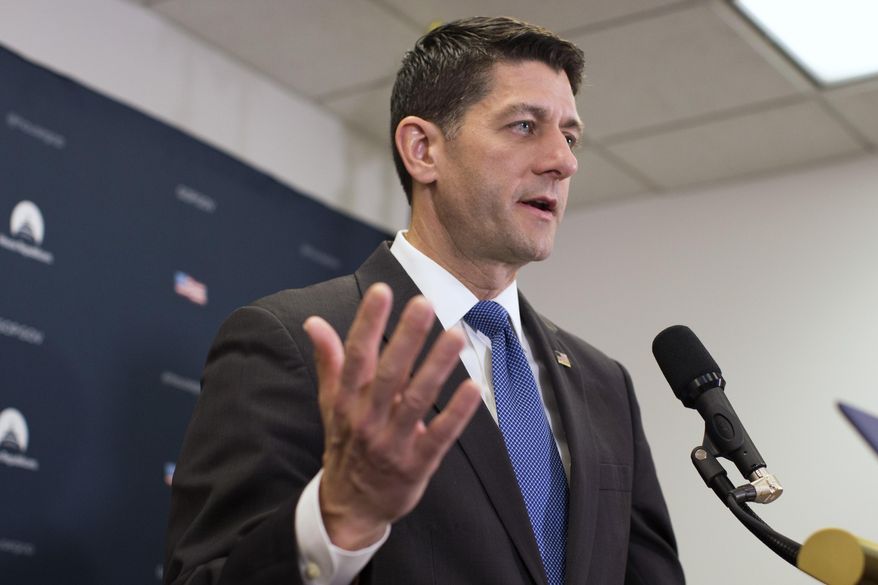 House Speaker Paul Ryan of Wis. speaks during a news conference after a GOP caucus meeting on Capitol Hill in Washington, Wednesday, April 26, 2017. (AP Photo/Evan Vucci)
