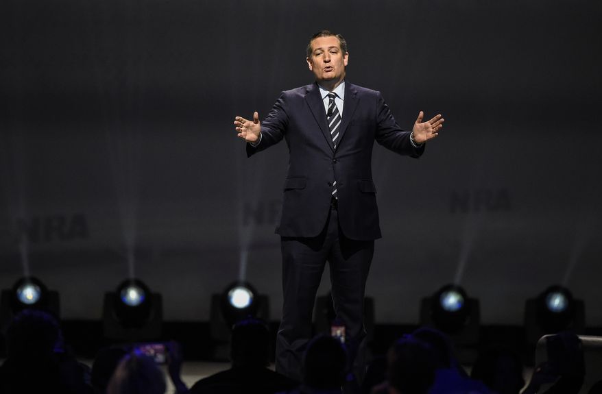 Sen. Ted Cruz, R-Texas speaks after President Donald Trump at the National Rifle Association-ILA Leadership Forum, Friday, April 28, 2017, in Atlanta. The NRA is holding its 146th annual meetings and exhibits forum at the Georgia World Congress Center. (AP Photo/Mike Stewart)
