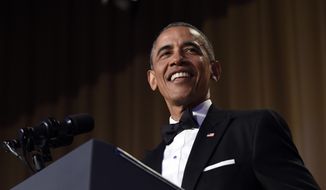 Former President Barack Obama speaks at the annual White House Correspondents&#39; Association dinner at the Washington Hilton in Washington, April 30, 2016. (AP Photo/Susan Walsh) ** FILE **