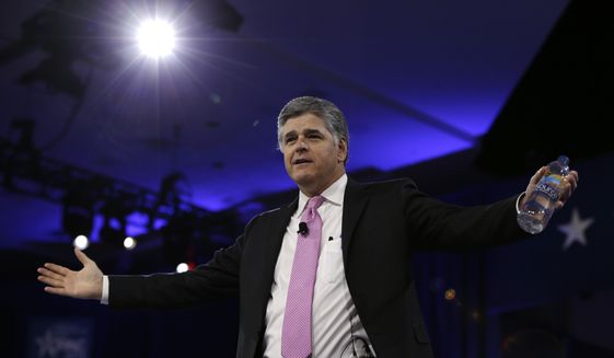 In this March 4, 2016, file photo, Sean Hannity of Fox News arrives in National Harbor, Md. (AP Photo/Carolyn Kaster, File)