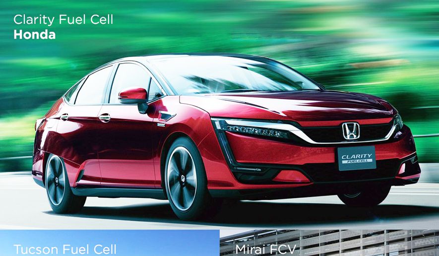 Fuel cell vehicles available for sale or lease today in California. Image courtesy of Fuel Cell &amp; Hydrogen Energy Association.