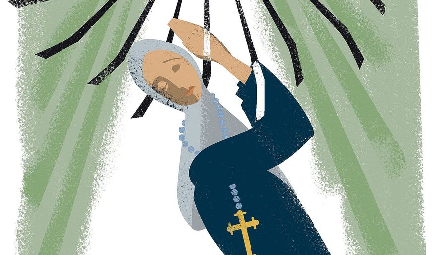 Illustration on the persecution of Christians as a human rights issue by Linas Garsys/The Washington Times