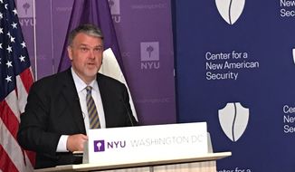 Director of National Counterterrorism Center Nicholas Rasmussen speaks at the Center of Law and Security, NYU, on Wednesday, May 3, 2017, during a panel discussion of new terrorism threats and counterterrorism strategies at an event hosted by the Center for a New American Security. (The Washington Times/Laura Kelly)
