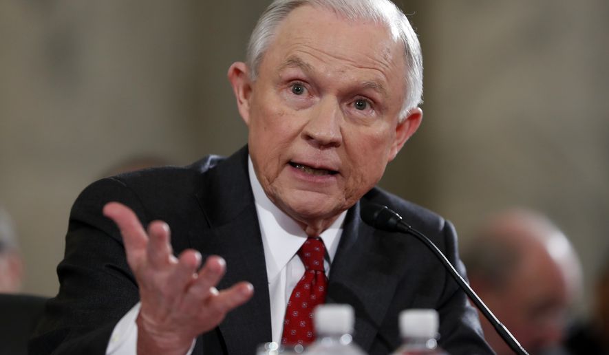 In this Jan 10, 2017, file photo, Attorney General-designate, Sen. Jeff Sessions, R-Ala., testifies on Capitol Hill in Washington at his confirmation hearing before the Senate Judiciary Committee. (AP Photo/Alex Brandon, File)
