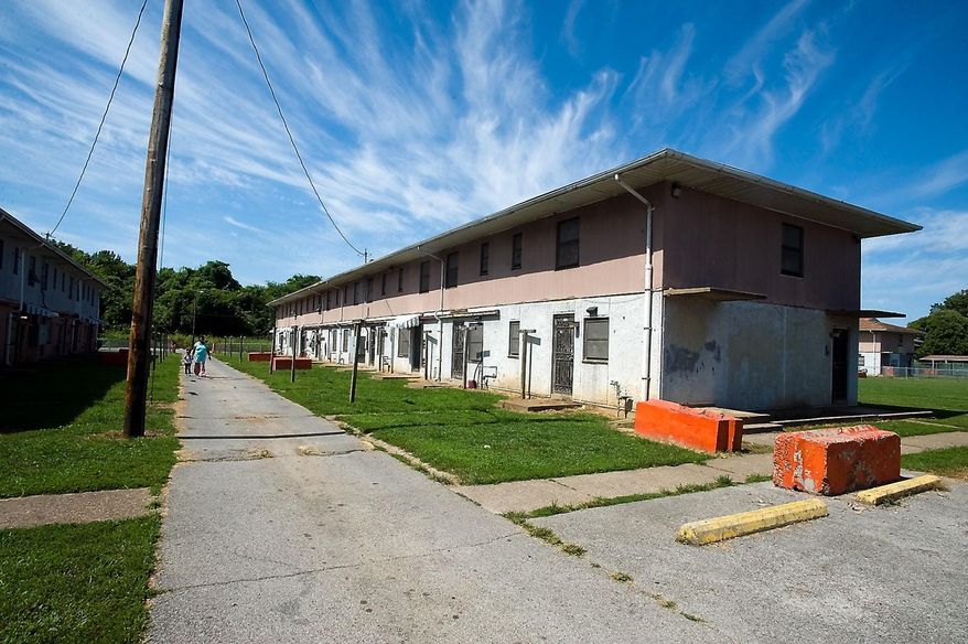 This Aug. 20, 2015, file photo shows the McBride apartments, a family-designated public housing complex of the Alexander County Housing Authority, in Cairo, Ill. (Richard Sitler/The Southern Illinoisan via AP) ** FILE **