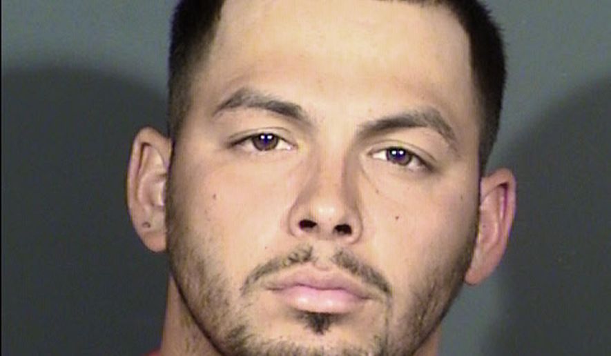 This undated Clark County Detention Center photo provided by the Las Vegas Metropolitan Police Department shows James Michael Michael Beach, 27, of Las Vegas. Authorities say Beach, who also uses the name James Michael Garcia, was arrested Sunday, May 7, 2017, and jailed pending an initial court appearance in the one-punch killing of Luis Campos. (Las Vegas Metropolitan Police Department via AP)